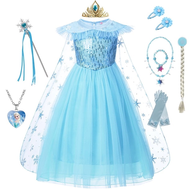 Disfraz de Frozen de Disney para niñas, vestido de princesa con lentejuelas blancas, vestido de baile de malla, ropa de carnaval, Cosplay para niños, Reina de la nieve, Elsa, Anna Fivean unisex