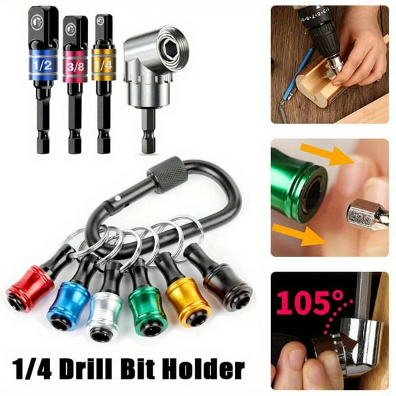 9-Piece Drill & Drive Adapter Set: 6 Keychain Bit Holders & 3 Socket Adapters (1/4", 3/8", 1/2")