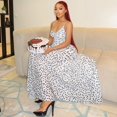thumbnail image 3 of Women's Dot Print Halter Sleeveless Waistband Hips Wrapped A-Line Long Dress, 3 of 22