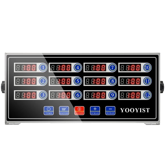 YOOYIST Kitchen Timers for Cooking – 12 Channel Commercial Kitchen Timer Restaurant Kitchen Supplies – Stainless Steel LED Techn