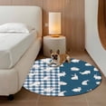 thumbnail image 2 of Japanese Rabbits Round Area Rug 4Ft Washable Circle Rugs for Bedroom Dining Room, Vintage Navy Blue Farmhouse Checkered Non-Slip Carpet Floor Mats Indoor Outdoor Carpet Runner Aesthetic Home Decor, 2 of 8