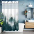 thumbnail image 6 of No Hook Dark Green Pine Forest Shower Curtain with Snap in Liner Set, Misty Tree Clouds Nature Waterproof Fabric Bathroom Curtains with See Through Top Window, Hotel Style Small 36 x 78 Inch, 6 of 9