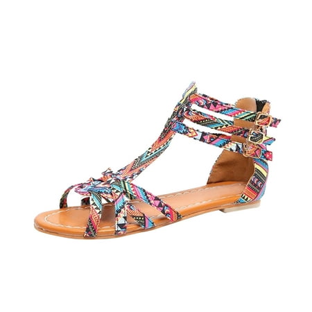 

adviicd Womens Heel Open Toe Flats Shoes Strap Style Women Buckle Flats Shoes Wrap around Flats Shoes for Women