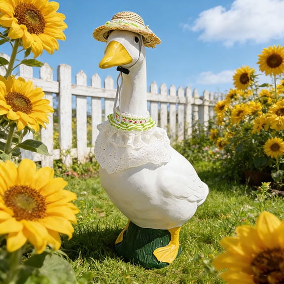 Qiopertar Decorative Clothing Set for 23 Inch Porch Geese, Lawn Goose Outfit Accessories for Garden Statue Decor, Durable Fabric Costume for Outdoor Porch Patio Goose Decorations, Green