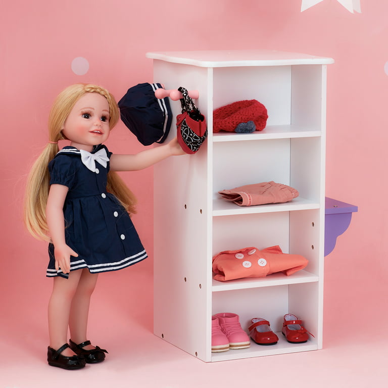 Olivia's Little World Baby Doll Wooden Wardrobe Storage Doll Furniture  TD-0094A 