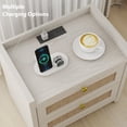 thumbnail image 2 of Natural Linen Nightstand, Boho Bedside Table End Table with Quiet Soft Close Drawer, Wood Farmhouse Large Night Stands with Charging Station for Bedroom, Ash, 2 of 8