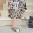 thumbnail image 4 of Coofit Cross Band Slippers Plush: Non-skid Fluffy Slippers Open Toe Slippers for Women, 4 of 10