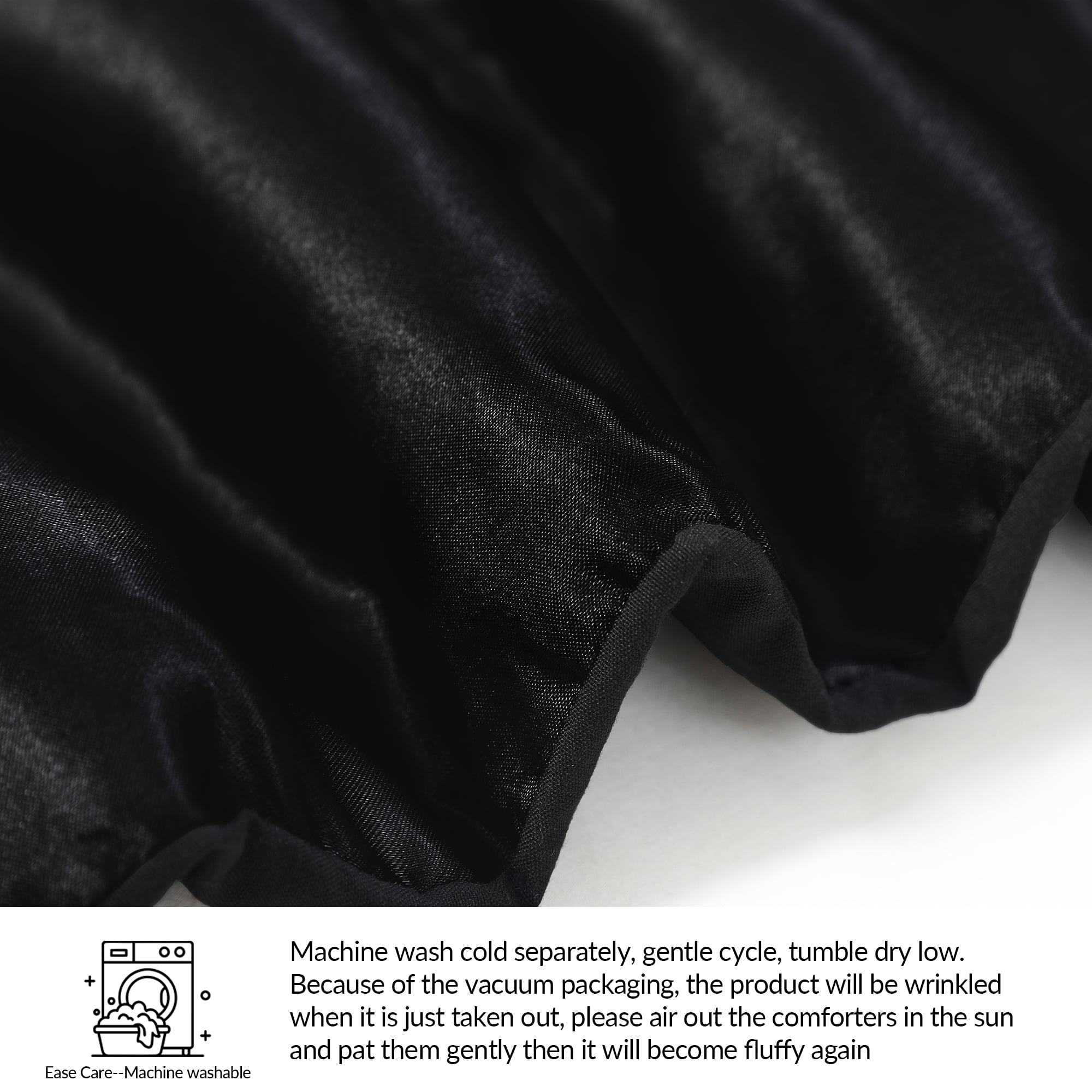 Whale Flotilla 3-Piece Reversible Silky Satin King Size Comforter Bedding Set, Lightweight Luxury Comforters with 2 Pillowcases All-Season, Black