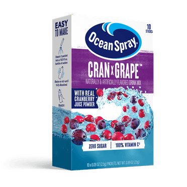 Ocean Spray On-The-Go Powdered Drink Mix, Cranberry Grape, Zero Sugar, 10 Count