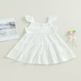 thumbnail image 4 of EIMELI Enfants Bambin Filles Robe d'Été Mignonne Mouche Manches une Ligne Robe de Princesse à Plusieurs Niveaux Robe de Balançoire Rose 7-8 Ans, 4 of 8