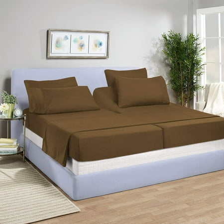 Split King Bed Sheet Set 5Pcs Adjustable Bed Sheets - 12 Deep Pocket of Fitted Sheet 800 Thread Count 100% Pure Egyptian Cotton - (Split King Taupe Solid)