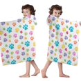thumbnail image 4 of Pets Paws Print Colorful Hooded Bath Towel，50"x30" for Ages 3 To 12 Kids, Quick Dry Lightweight Soft Microfiber Hood Beach Towel Cover Up for Kids, 4 of 7