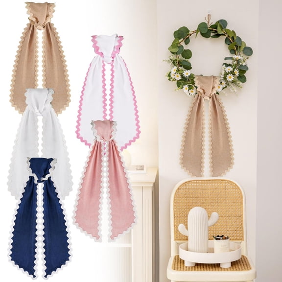 Noothes Summer Wreath Sash Cotton Satin Ribbon for Front Door Wreath Sashes Bow Indoor Outdoor Bridal Shower Holiday Garland Accessories