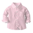 thumbnail image 2 of CLOISE Button down Shirts for Boys Toddler Long Sleeve Collared Tops with Pocket Solid Casual Fashion Fall Winter Clothes Pink 6M-8T, 2 of 6