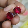 thumbnail image 3 of Divine Creation 1.35 Ct Round Cut Red Ruby Solitaire Push Back Womens Stud Earrings 14K White Gold Plated 925 Sterling Silver, 3 of 3