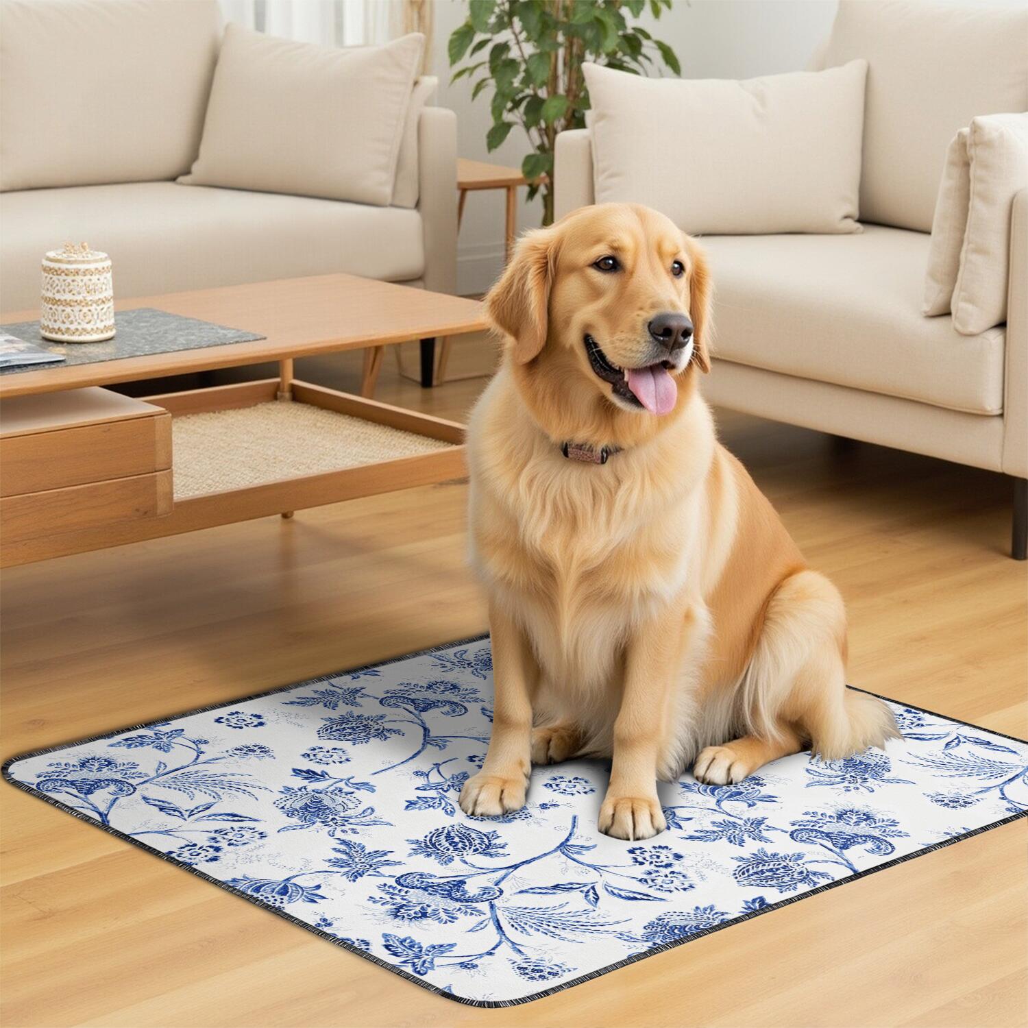 Reusable Pet Training Mats with Daisies, 2-Pack Washable Pads Featuring Multi-Layer Protection System and Quick-Absorb Technology