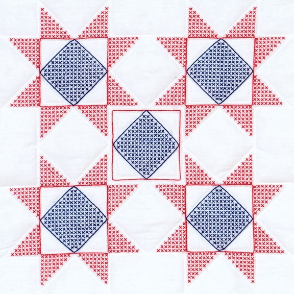 Five Cross-Stitch Stars 18" Quilt Blocks
