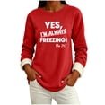 thumbnail image 3 of Tnhcen Women's Plus Size Fleece Lined Sweatshirt, Women's Funny Graphic Long Sleeve Crewneck Top, Casual Sherpa Lined Cold Shoulder Winter Warm Pullover, 3 of 7