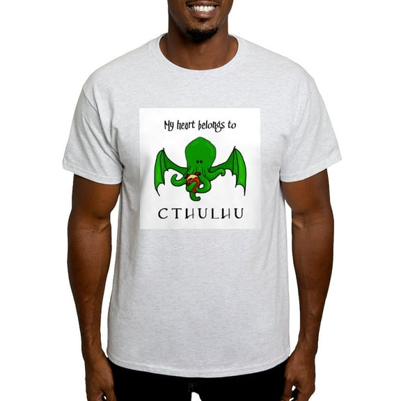 CafePress - My Heart Belongs To Cthulhu Ash Grey T Shirt - Men's Classic Graphic T-Shirt