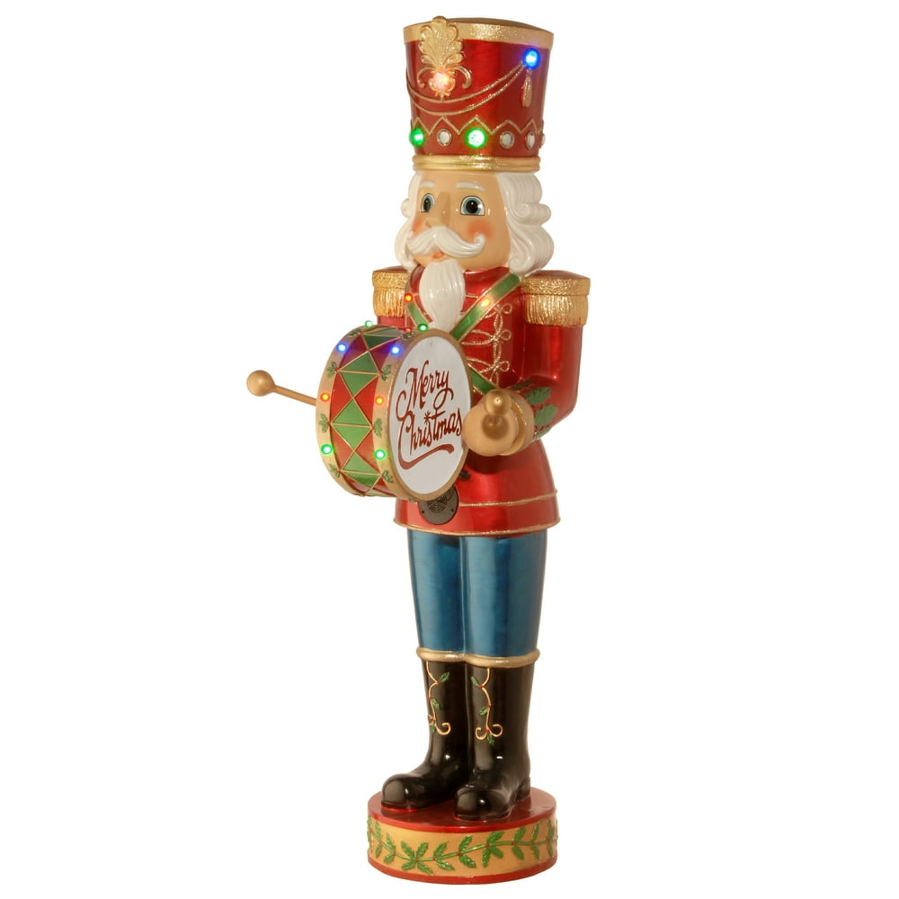 60" Nutcracker with Moving Hands with 15 Multi LED Lights with Music