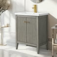 thumbnail image 5 of Vanity Art 24" Double Door Bathroom Vanity with Sink, Freestanding Storage Cabinet with Ceramic Top, and Removable Shelve, 5 of 7