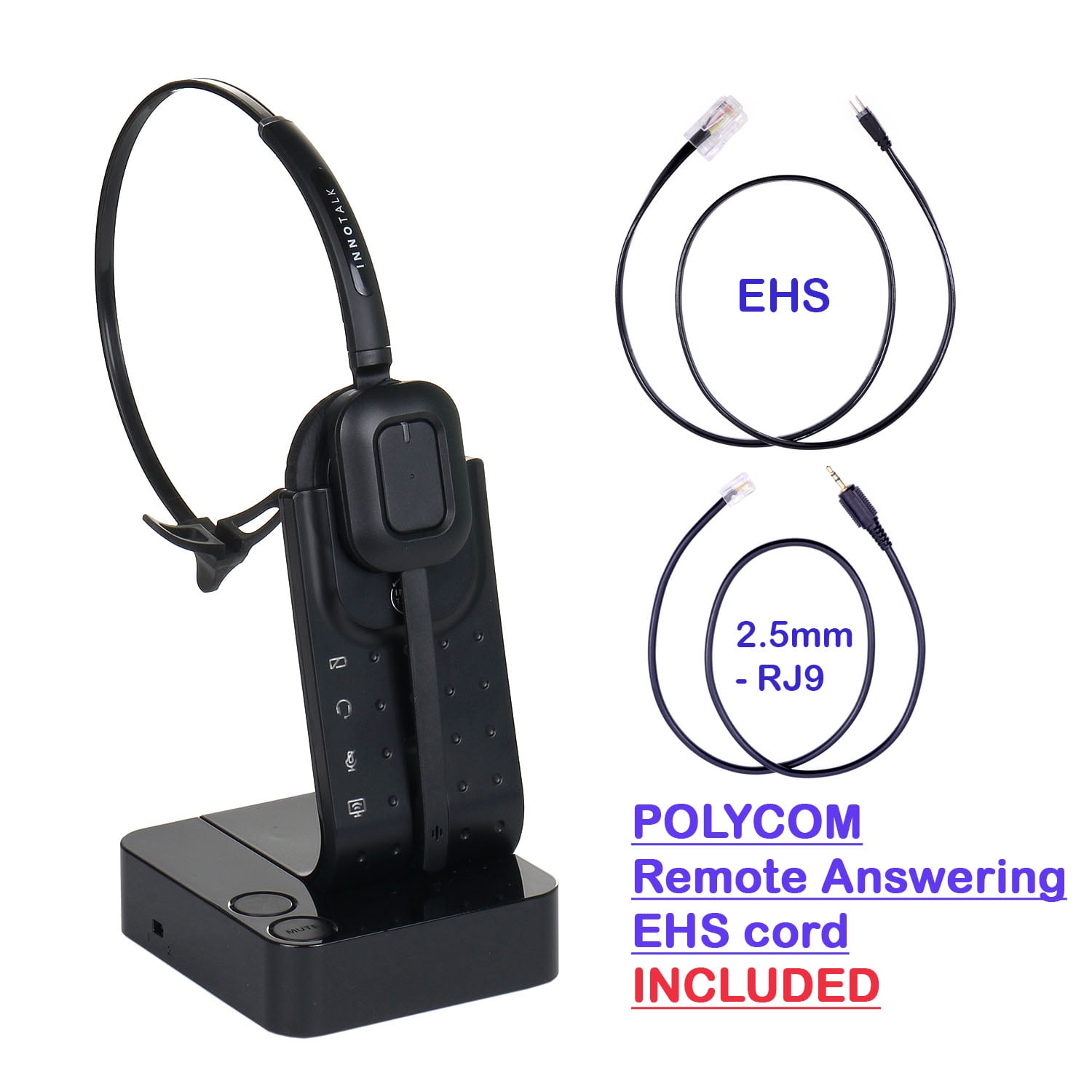 Wireless Headset Polycom Soundpoint IP 320 321 330 331 335 430 Desk Office  Phone Call Center Headset with Polycom EHS Cord - Walmart.com