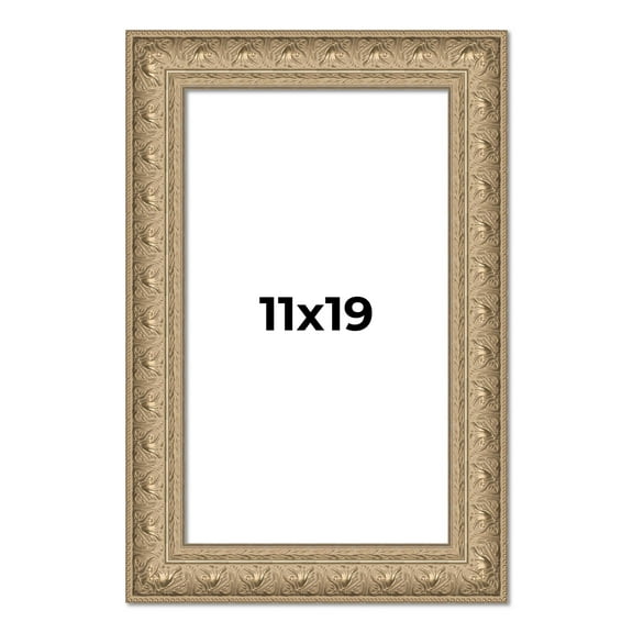 11x19 Frame Ornate Silver Beaded Solid Wood Picture Frame Width 2.5 Inches | Interior Depth 1