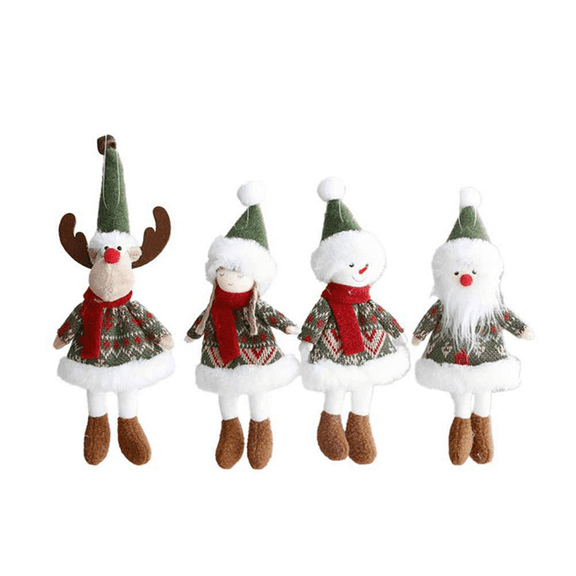 4PCS Christmas Decoration Fabric Doll Small Figurine Pendant Plush SantaClaussnowman Christmas Tree Decorations,4 * Christmas doll