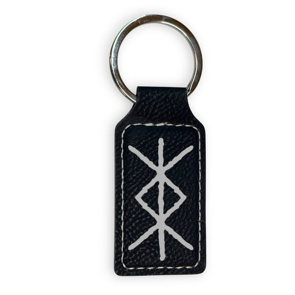 Keychain - Rectangle - Viking Protection Rune - Leather
