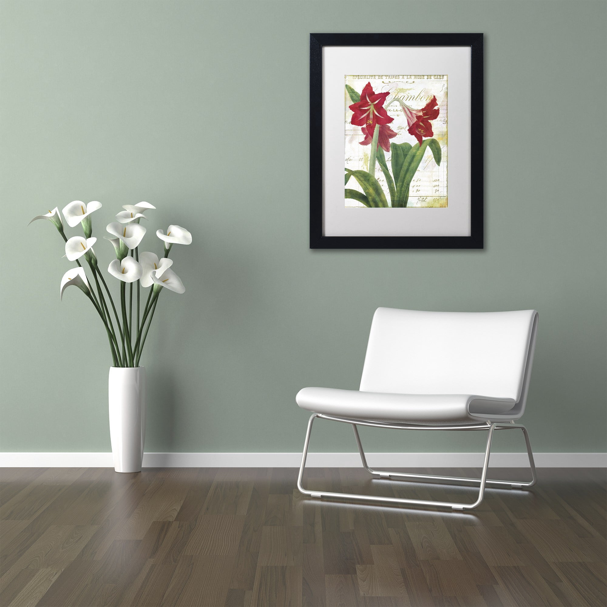 Trademark Fine Art "Peppermint Amaryllis" Canvas Art by Color Bakery White Matte, Black Frame
