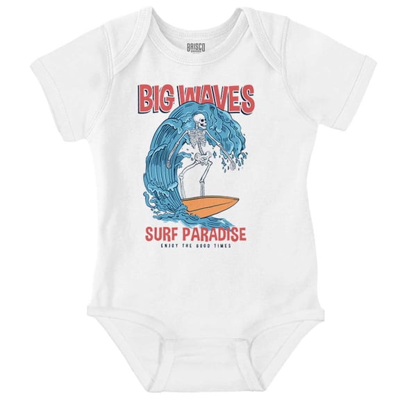 Big Waves Surf Paradise Skeleton Gender Neutral Printed Baby Bodysuit Brisco Brands NB