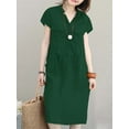 thumbnail image 3 of ZANZEA Women Short Sleeved Mid-Calf Dress V-Neck Dresses, 3 of 5