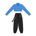 thumbnail image 3 of YIZYIF Girls Solid Color Long Sleeve Cropped T-Shirt with Sweatpants Dance Suit Outfit Hip Hop Dance Costume, 3 of 7