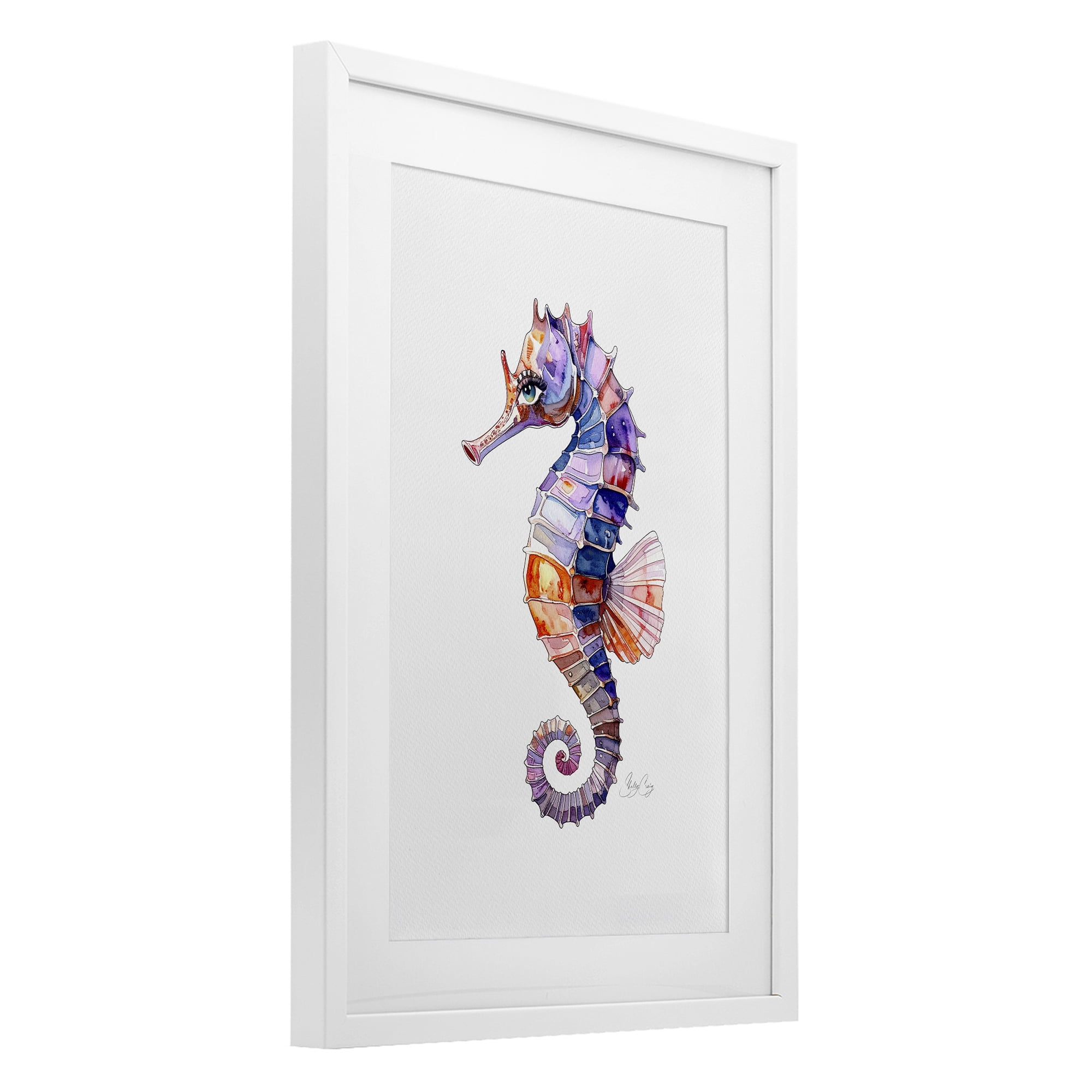 Stupell Industries Sea Whisper Seahorse White Framed Print Under Glass, design by Shelly Craig