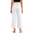 thumbnail image 6 of Hesxuno Women Modal Pajama Pants Elastic Waist Solid Lounge Trousers Loose Fit Staight Wide Leg Summer Bottoms Casual Comfy Breathable Sleep Pant White M, 6 of 7