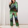thumbnail image 2 of Honeii Red-Eyed Tree Frog-1 Print Women's Pajama Sets Long Sleeve Button Down Sleepwear Nightwear Soft Pjs Lounge Sets 2PCS-Small, 2 of 7