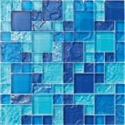 Bahamas Light Blue Mix Glass Tile Pool Tile and Wall Tile and Deco 12in x 12in