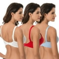 thumbnail image 2 of Curve Muse Plus Size Minimizer Underwire Unlined Bra with Embroidery Lace-3Pack-IVORY,RED,LT BLUE-48DDD, 2 of 7