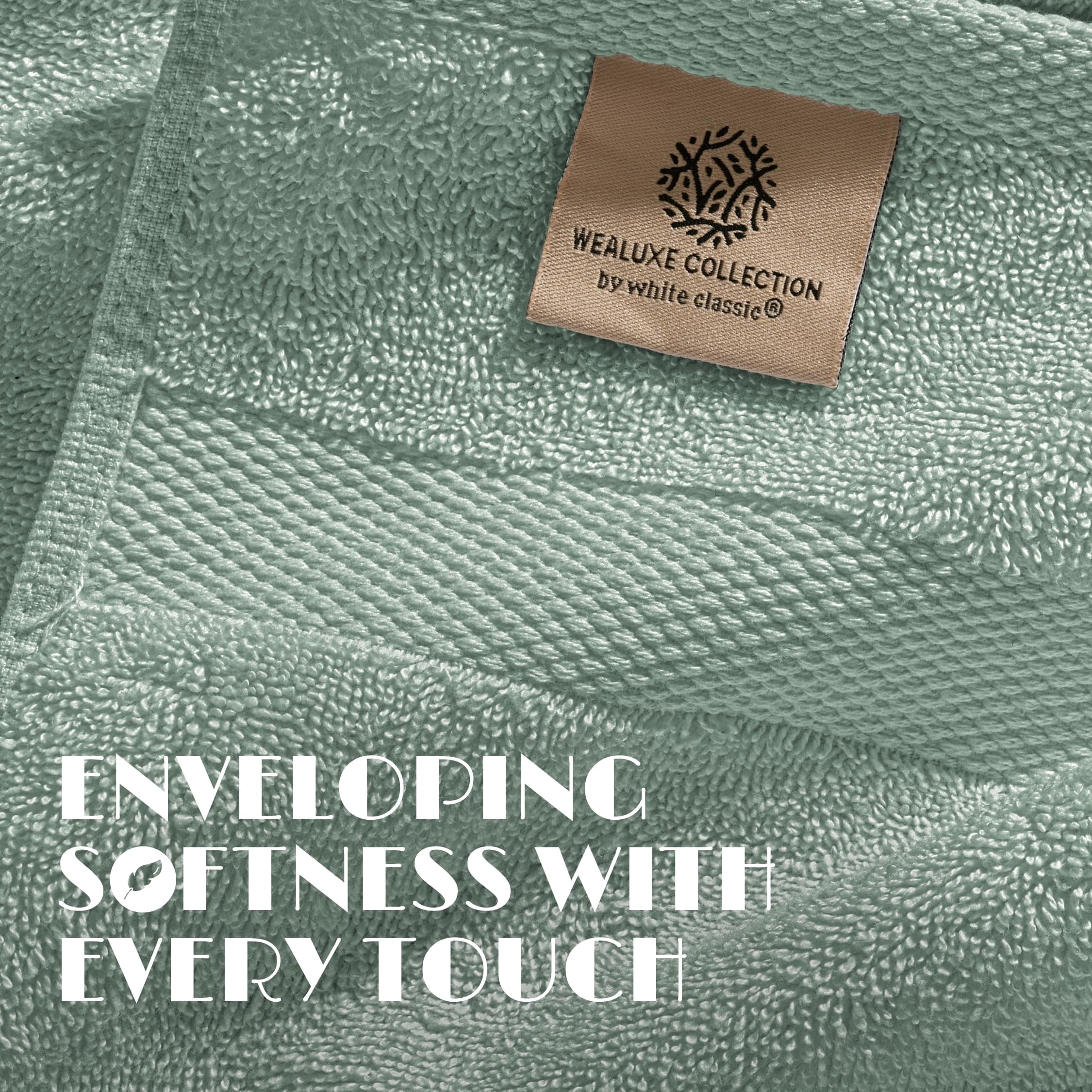 White Classic Luxury 650 Gsm Cotton Bath Sheet Towels, Extra Large Bathroom Towels Oversized, Green, 35 x 70, 2 Pack