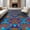 Multicolor Turquoise Purple Coral Yellow, Pattern 1, variant on ODIKA 4'x6' Washable Area Rug Pet Friendly, Non-Shedding Blocks Zigzag Border Dot Memphis Retro Interlocking Funky Maximalist Refined for Bedroom, Reading Nook