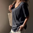 thumbnail image 6 of Helii Black Womens Tops Women's V Neck Half Sleeve Solid Casual Loose Fit Basic T-Shirt Top for Women, 6 of 6