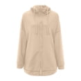 thumbnail image 4 of Daznico Women's Longline Zip Hoodie Streetwear -Lined Pullover with Pockets,Zip Up Hoodie Women,Zip Up Sweatshirt Women,Color: Khaki Size: S, 4 of 6