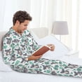 thumbnail image 6 of Honeii Bears and Tropical Leaves Pattern Mens Pajamas Set,2pcs Men's Lounge Long Sleeve Sleep Shirt and Pajama Bottoms Sleepwear Set,Mens Pjs Sets-Large, 6 of 7