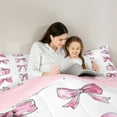 thumbnail image 4 of Manfei Girly Pink Ribbon Twin Bedding Sets 7-Piece, Sugar Halloween Pumpkin Bedding Comforter Set, Cartoon Princess Style Reversible Sheet Sets, Super Cozy Room Decor, 4 of 7