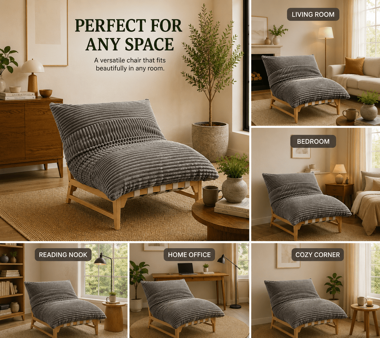 MOONMISS Oversized Cloud Lounge Accent Chair, Comfy Reading Chair for Living Room,Gray