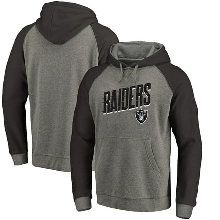 - Oakland Raiders NFL Pro Line by Fanatics Branded Slant Strike Tri-Blend Raglan Pullover Hoodie - Heathered Gray