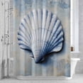 thumbnail image 3 of White Shell Shower Curtain for Bathroom Decor, Ocean Seashell Simple Oil Painting Realistic Waterproof Fabric Shower Curtain, 72"x72" Set with 12 Hooks, 3 of 9