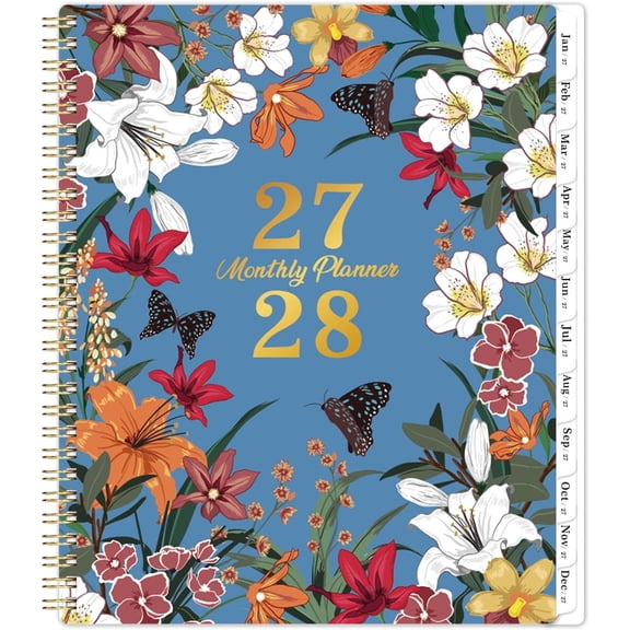 2027-2028 Monthly Planner - 2-Year Planner 2027-2028, Jan. 2027 - Dec. 2028 | 9" x 11" Calendar Planner 24 Months with Tabs, -Wire Binding, Double-Side Pocket, Holiday & Note Pages
