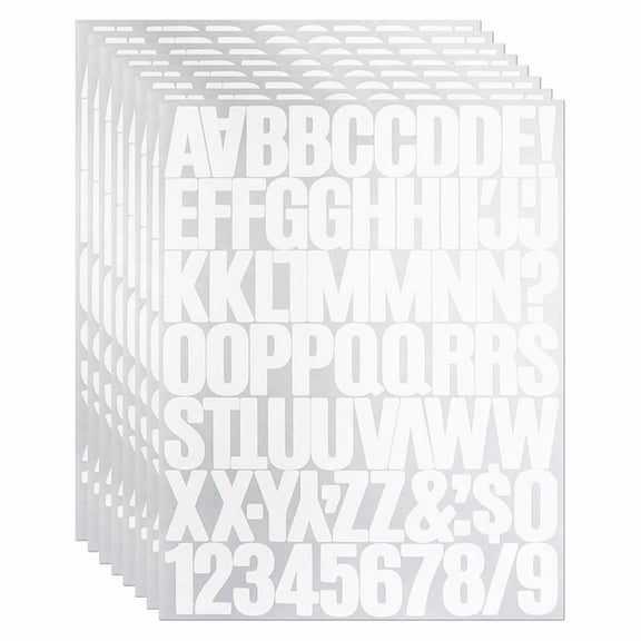 8 Sheets 1.5 Inch Letter Number Stickers,576 Pieces Adhesive Alphabet Sticker Letters Decals for Scrapbooking White