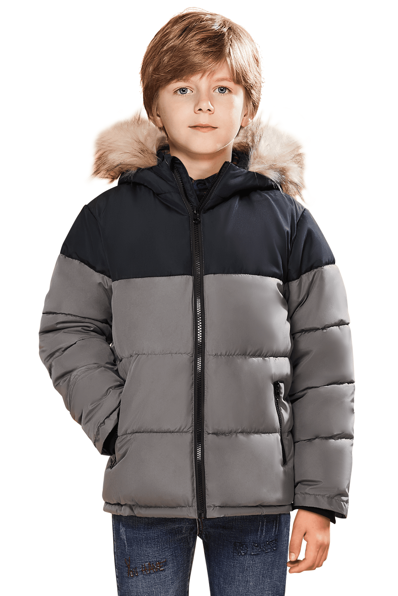 SOLOCOTE Boys Winter Coats Puffer Fake-Down Mid-Weight Hooded Padded ...